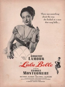 Anuncio impreso promocional de película Dorothy Lamour Lulu Belle Columbia 1948 vintage - Imagen 1 de 1