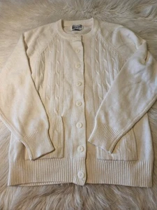 Maglione bianco vintage anni 90 8 bottoni acrilico taglia small Ju25-22 - Foto 1 di 10