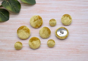 Set of 5 Gold Velvet Handmade Fabric Covered Shank Buttons - 12mm,18mm,22mm - Picture 1 of 8