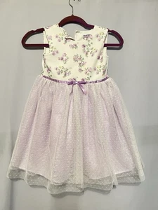 blueberi boulevard White And Purple Kids Midi Dress Size 6X - Picture 1 of 4