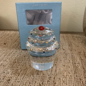 New open Box Simon Designs Cut Crystal Cupcake Paperweight Rhinestone Sprinkles - Picture 1 of 10