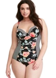 Torrid Damen Flora Herz Rüschen Bügel ärmellos Einteiler Badeanzug 1x 1 - Bild 1 von 8