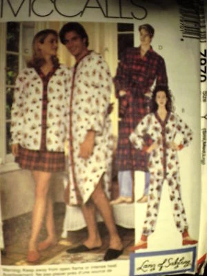 7970 UNCUT McCalls SEWING Pattern Mens Misses Nightshirt Pants Top Shorts Robe - Image 1 of 2