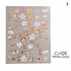 1PC Blumen Nagel Sticker 3D Aufkleber Slider Holographisch Gold Wei Gradient ⭐