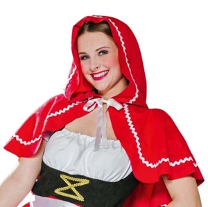 Rotkäppchen-Umhang Universalgröße Damen Cape mit Kapuze rot kurz Fasching - Bild 1 von 3
