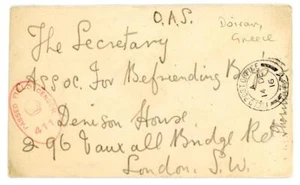 1916 GB WWI cubierta censurada con escasa oficina de correos de campo 3 años cancelar - Imagen 1 de 2