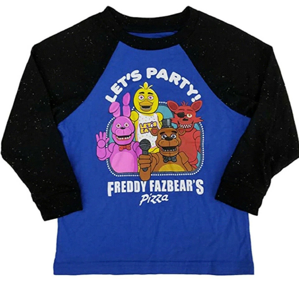 Five Nights at Freddy's Boys Long Sleeve Let's Party Raglan - NWT - Image 1 of 1