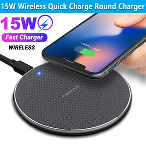 15W Wireless Charger Fast Charge Pad For Samsung iPhone XS Max X XR 12 11 Pro - Picture 1 of 12