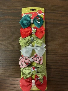 The Grinch Christmas Hair Bows Set of 6 New - Picture 1 of 4