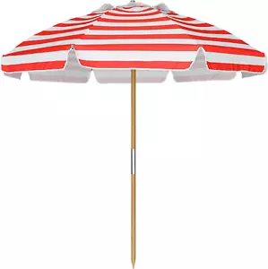 7.5Ft Heavy Duty HIGH Wind Beach Umbrella Commercial Grade Patio Beach Umbrella - Picture 1 of 6