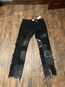 NWT Kody Phillips For MNML Patchwork Black Men's Pants Size 36x33 - Picture 1 of 16