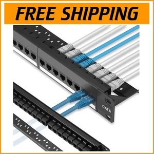 Durable 24 Port Cat6 Patch Panel with Gold-Plated Connectors for Optimal Network - Photo 1/9