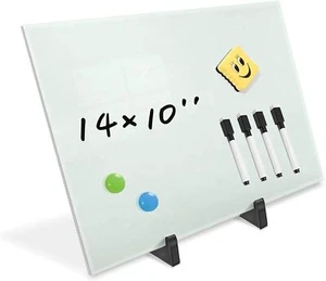 For Office Magnetic Glass Whiteboard With Adjustable AluminumAlloy Desktop Stand - Picture 1 of 7