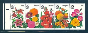 USA BOOKLET SC# 2833a SUMMER FLOWERS $0.29c UNFOLDED PANE OF 5 MNH - PL# 2 - Picture 1 of 1