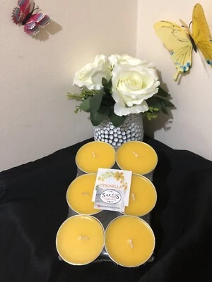 Citronella Large Tealight Candles,Great Quality,Scented,Repels Flying Insects - Image 1 of 3