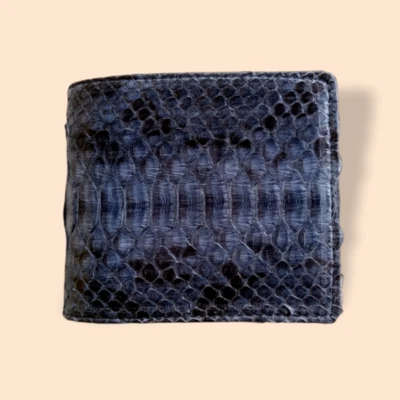 CARTERA DE CUERO DE PIEL DE SERPIENTE PARA HOMBRE, Cartera de pitón gris, Cartera de pitón para hombre Foto 1 de 4
