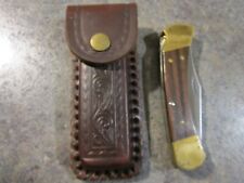Vintage BUCK.110. USA 1974-80 1 blade lockback knife in leather sheath EUC