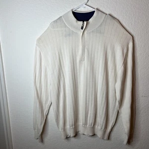 Men’s Boco Classics Sweater Pullover Knit Off White Front Zip Lightweight - Picture 1 of 7