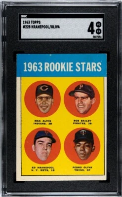 Tony Oliva/Ed Kranepool 1963 Topps Rookie Card (RC) #228- SGC Graded 4 VG-EX - Image 1 of 2