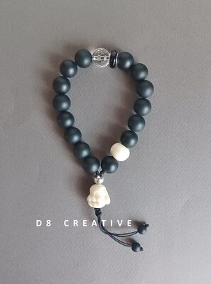 Nuevo Hombre Ónix con Cuarzo y Buda Colgante Plata de Ley Meditación Pulsera Foto 1 de 4