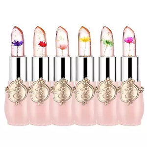 Pack of 6 Crystal Flower Jelly Lipstick, Long Lasting Nutritious Lip Balm (Pink) - Picture 1 of 10