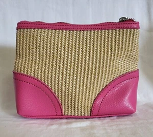 Bath & Body Works Kosmetik-/Reisetasche Hot Pink Raffia/Stroh mit Reißverschluss - Bild 1 von 5