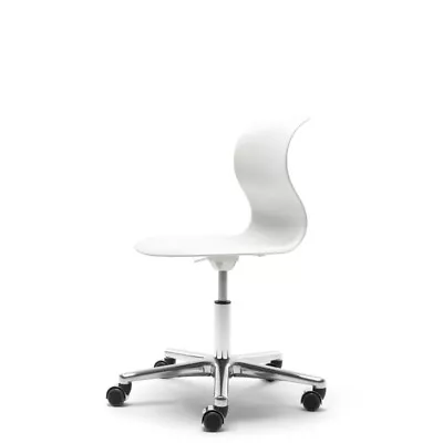 Flötotto Pro Chair Drehstuhl, Größe 4 - weiß / Alu poliert / Rollen weich - NEU - Bild 1 von 4