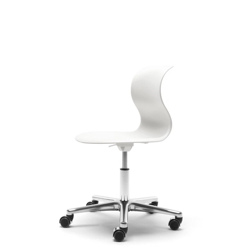 Flötotto Pro Chair Drehstuhl, Größe 4 - weiß / Alu poliert / Rollen weich - NEU - Bild 1 von 4