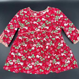 Hanna Andersson Girls Red Floral/Bird Top Size 100 (US 4) - Picture 1 of 6