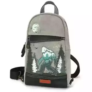 NEW Chala Canvas SMALL Sling Backpack Travel gift RFID Blocking BIGFOOT GRAY GIF - Picture 1 of 9