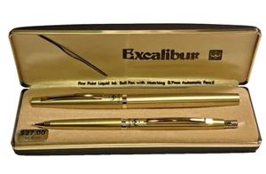 Pentel Excalibur Gold Brushed EX-20 Kugelschreiber & Druckbleistift Box Set Neuwertig - Bild 1 von 13
