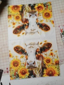 1 1kitchen dish towels Cow and Sunflowers - Picture 1 of 1