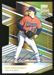 2020 Elite Extra Signatures Aspirations Die Cut Gold #81 Sam Weatherly Auto /24