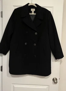 LL BEAN Women’s 1X, Wool Cashmere Peacoat Lined Thinsulate Nautical Theme Turkey - Picture 1 of 17