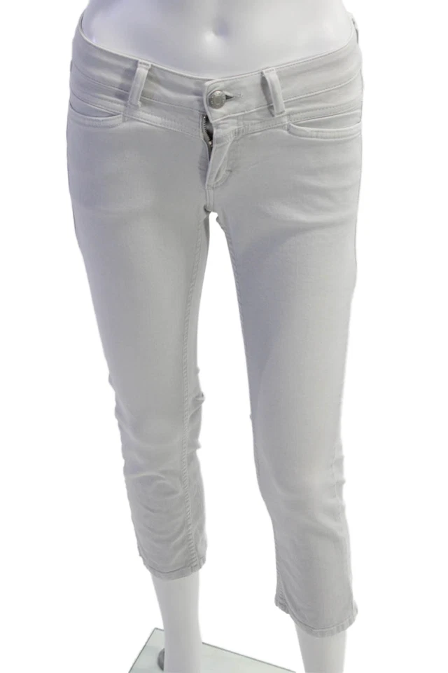 Pantalones al tobillo recortados cerrados para mujer gris tiro bajo talla 25 Foto 1 de 4