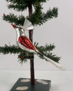2554/25 1x alter Christbaumschmuck Weihnachtsschmuck Vogel mit Haube - Picture 1 of 4
