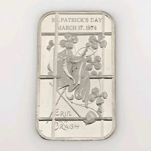 1974 Saint Patrick's Day Madison Mint Canceled 1oz .999 Silver Bar 10 Made Rare - Picture 1 of 3