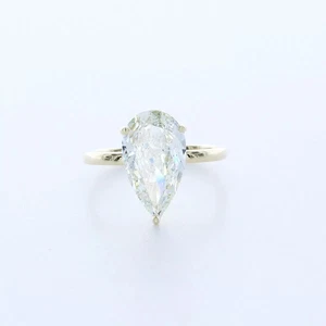 14K Gold Solitaire Engagement Ring Petite 2.52 CT Pear Lab-Grown Diamond I VS1 - Picture 1 of 5