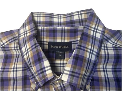 Scott Barber Button Down Shirt Men's XL Cotton Multi-Color Plaid Short Sleeve - Image 1 of 4