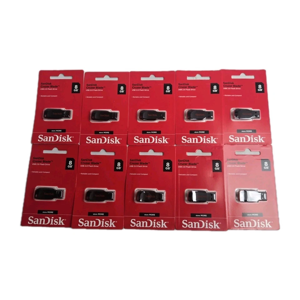 10 Qty Sandisk CRUZER BLADE 8GB SDCZ50-008G-B35 USB 2.0 Flash Pen Drive 8G Micro - Image 1 of 2