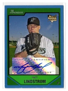 Bowman Rookie 2007 autógrafo azul/500 Matt Lindstrom #232 Marlins numerado radiocontrol - Imagen 1 de 3