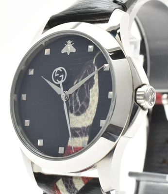 [Near Mint] GUCCI G-Timeless Snake Bee 126.4 YA1264007A Black Men's Quartz Watch - Image 1 of 4