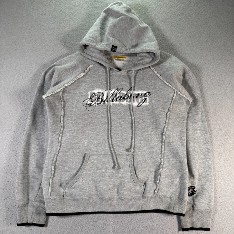 Vintage Billabong Hoodie Sweatshirt Womens Large Gray Fleece Surf Skate Logo Y2K - Image 1 of 4