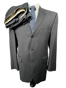 CHAPS Mens Gray Wool CASHMERE Classic Fit Pleated 2pc Suit 42R Jacket 38x30 Pant - Picture 1 of 15