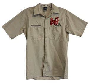 Universal Studios The Simpsons Quality Control Duff Beer Button Up Shirt Sz M - Picture 1 of 7