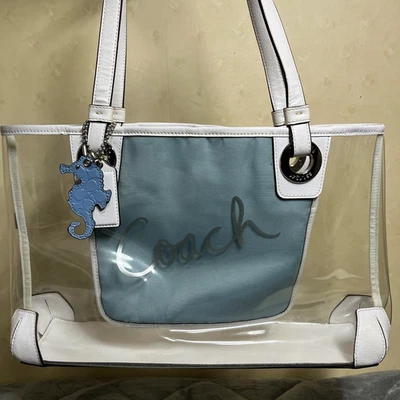 Rare Coach Clear Tote Bag F16621 Used Item w/Strage Bag From Japan Vintage Item - Image 1 of 4