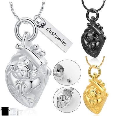 Collar urna corazón anatómico 3D urna cremación joyería para cenizas de seres queridos Foto 1 de 4