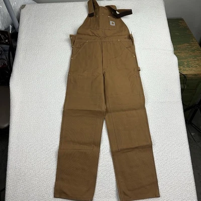 Babero Carhartt Mono Lona Para Hombre Talla 34x34 Marrón R01 BRN Doble Rodilla Nuevo Con Etiquetas Foto 1 de 4