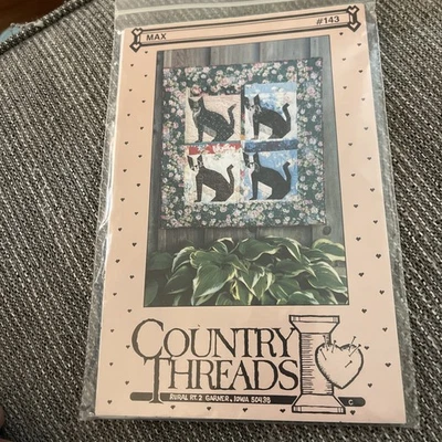 Vintage Country Threads MAX #143 Black Cat Quilt Wall Hanging Pattern UNCUT - Image 1 of 3