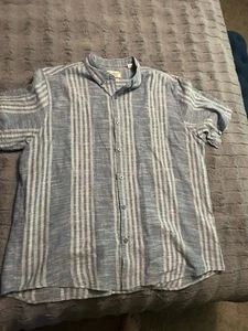 Weatherproof Vintage Shirt Mens 2XL Blue Washable Linen Surf Surfing Camp Casual - Picture 1 of 3